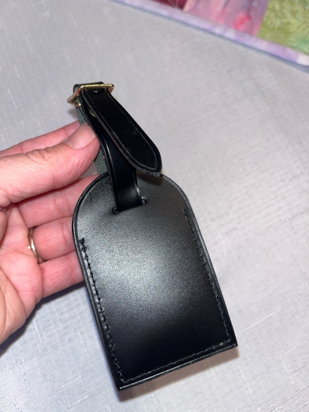 Louis Vuitton LV Black Calfskin Leather Luggage Tag - Brass Hardware WITH DUSTY - Picture 6 of 14